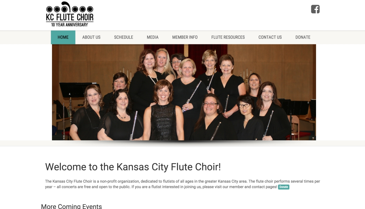 KC Flute Choir website that was developed by team member Brian Clopton